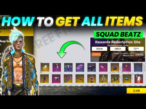 SQUAD BEATZ EVENT FREE FIRE ALL FREE REWARDS || HOW TO GET SQUAD BEATZ BUNDLE || SQUAD BEATZ REDEEM