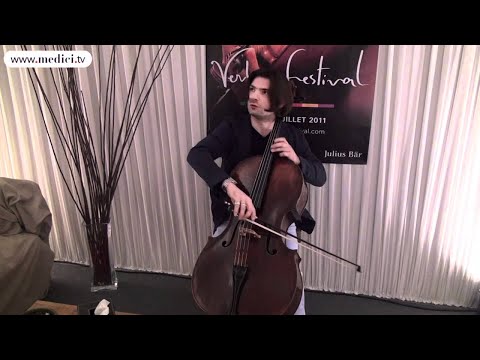 Gautier Capucon rehearses in his dressing room