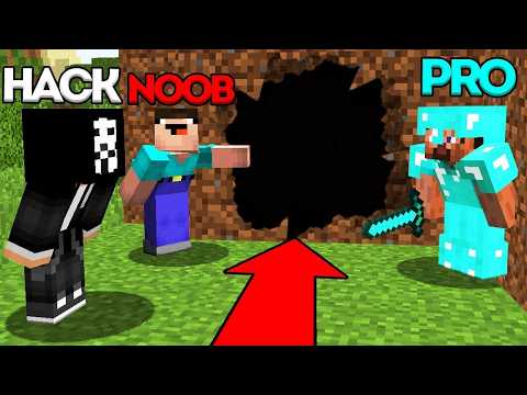 TUNNEL PIT HOLE BASE HOUSE BUILD CHALLENGE - NOOB vs PRO vs HACKER  Minecraft Battle Animation