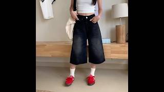 Girliepairs - High Waist Washed Denim Jorts
