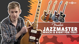 Video thumbnail for Jazzmaster comparison - Which Fender Jazzmaster is right for you? by Gear4music Guitars