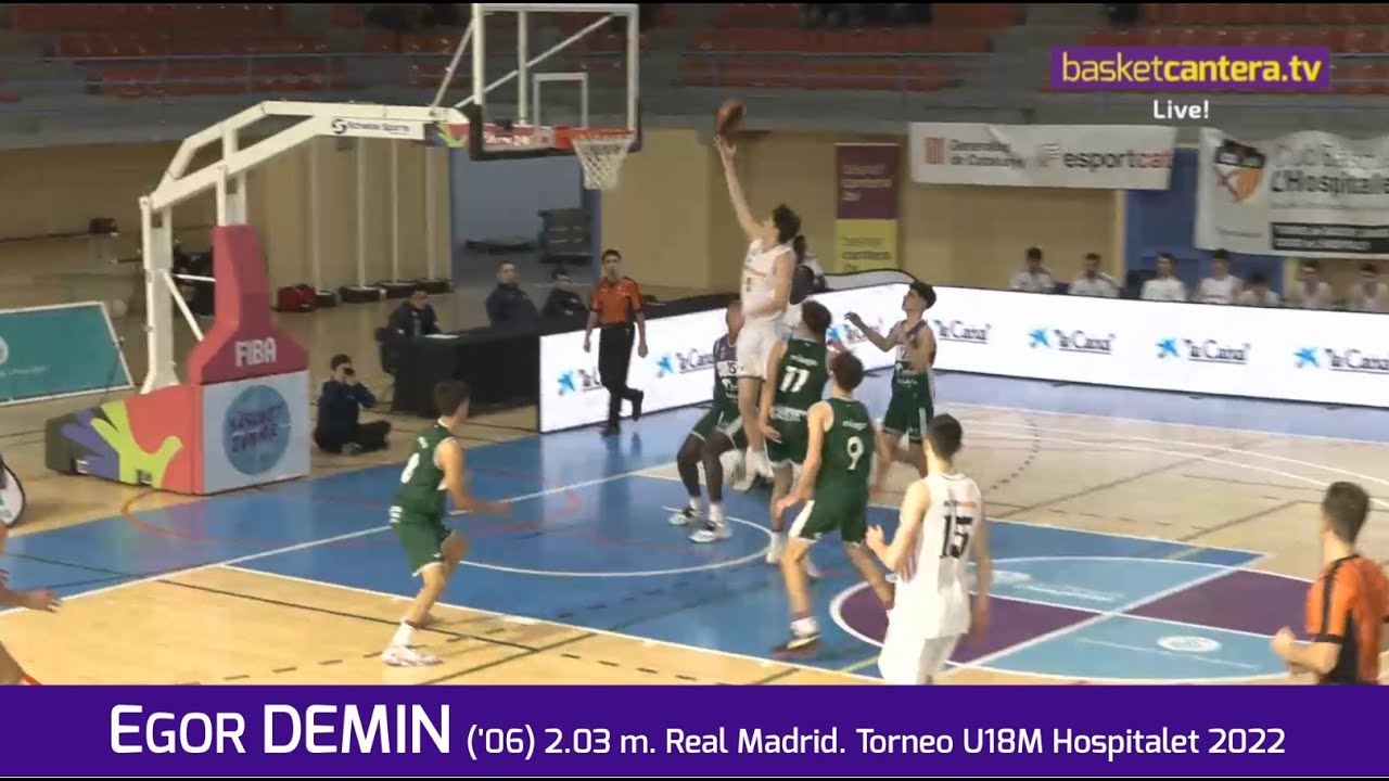 EGOR DEMIN ('06) 2.03 m. Junior Real Madrid.- Torneo U18M L'Hospitalet 2022 #BasketCantera.TV