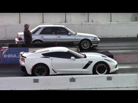 Sleeper Toyota Beats 10 Second C7 Corvette Z06 - 1/4 Mile Drag Race