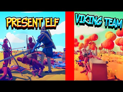 PRESENT ELF Team vs VIKING Team - Totally Accurate Battle Simulator TABS