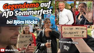 "BSW ist tot" Gegendemo sucht Gespräch mit Björn Höcke AfD Sommerfest 