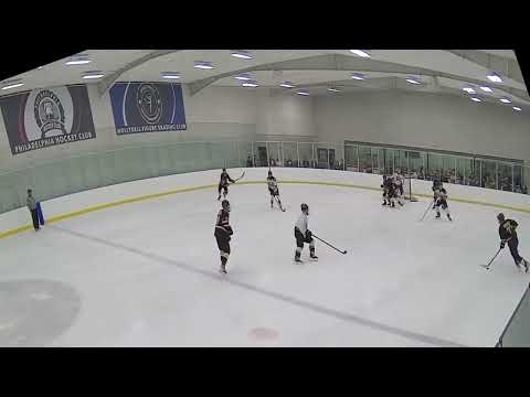 Philippe Guay, 27 Blue, Control & Goal, U18 AAA, Dunlop's Cup 2022, NRJ vs Philadelphia Hockey Club