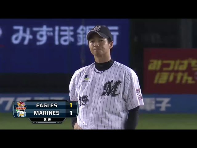 【8回表】マリーンズ・唐川 粘りきれず... 2死2塁からイーグルス 代打・松井稼 同点タイムリー2ベースヒット!! 2014/8/7 M-E