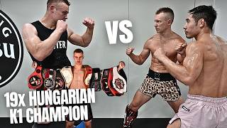 Gabriel Varga &amp; Jeff Chan Spar a 19x Hungarian K1 Champion Giant