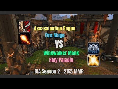 Assa Rogue Fire Mage vs WW Monk Holy Pala - 2165 MMR - BfA Season 2
