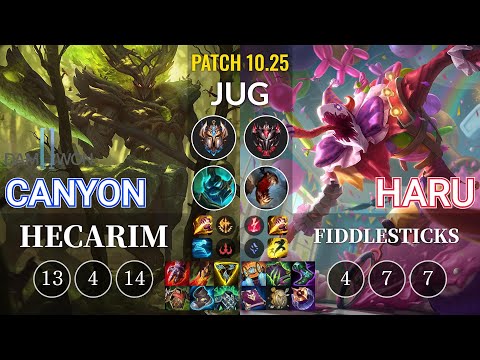 DWG Canyon Hecarim vs Haru Fiddlesticks Jungle - KR Patch 10.25