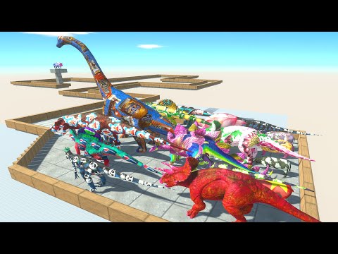 Race to get a eat purple PIG - Colored Animals Races in Animal Revolt Battle Simulator Part1