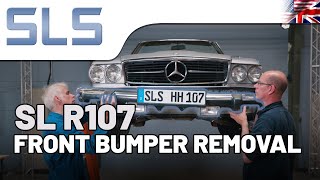Mercedes R107: Demontaż amerykańskiego zderzaka przedniego