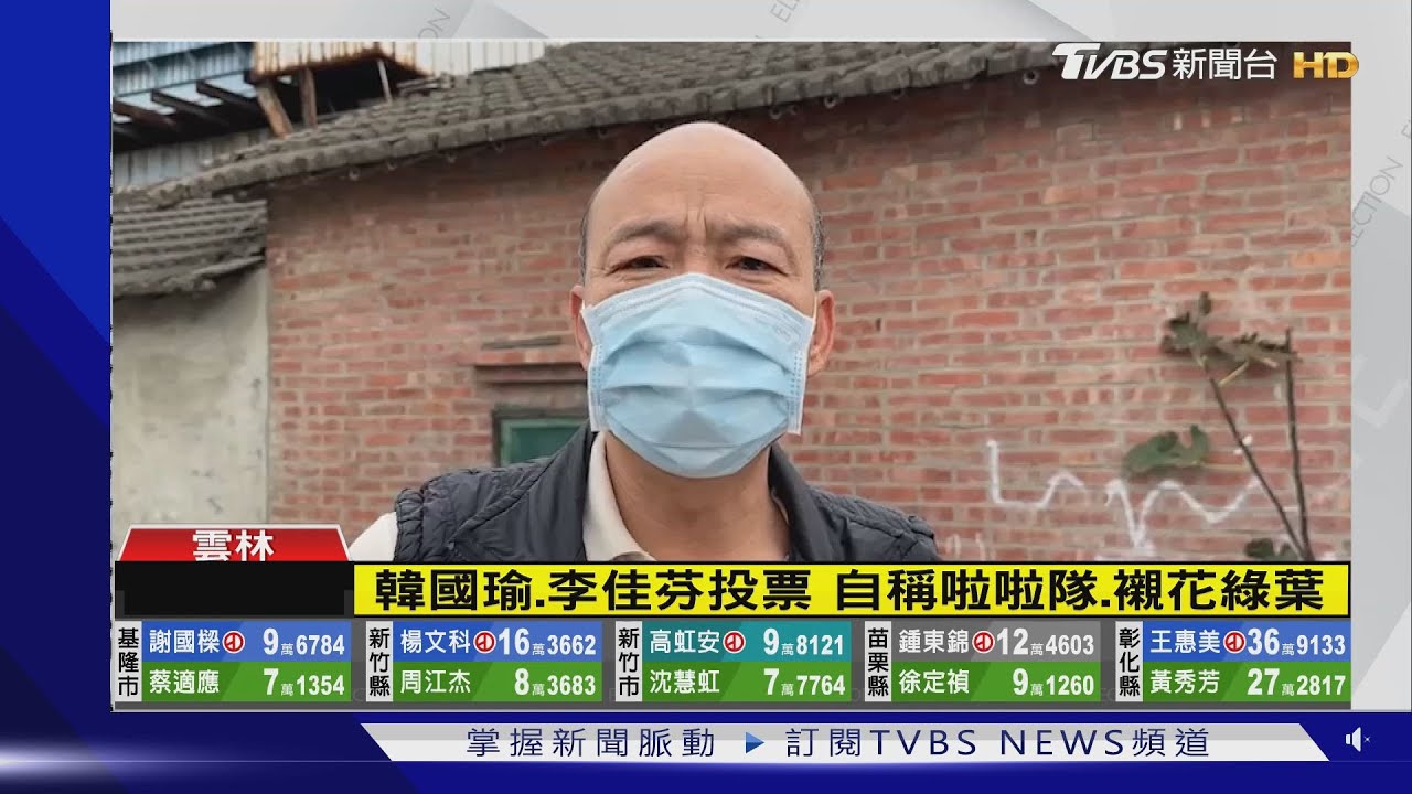 韓國瑜、李佳芬投票 自稱啦啦隊、襯牡丹綠葉