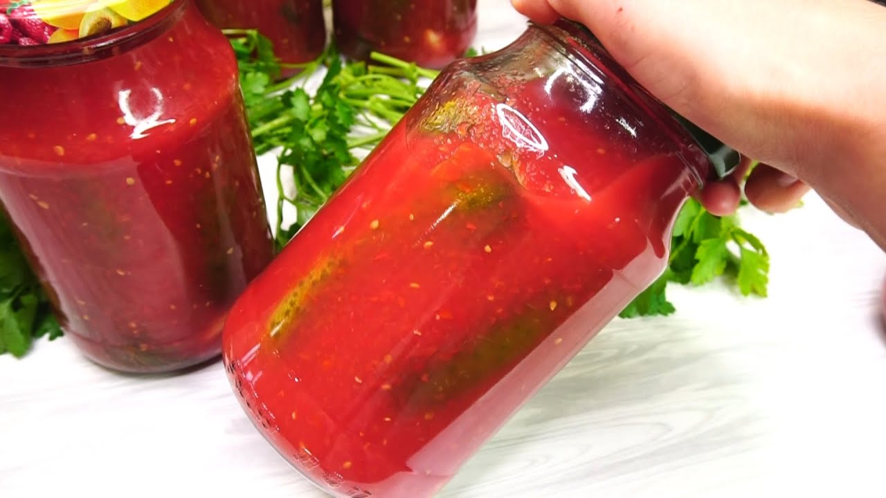 Огурцы в томатной заливке! и я тоже на них подсела, закатала уже 20 банок