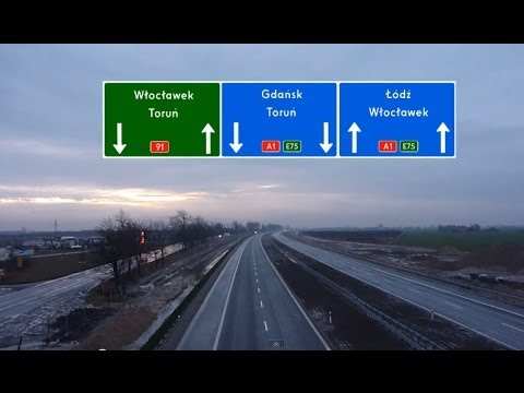 Autostrada / Highway A1 + DK91 Toruń - Włocławek (widok z góry)