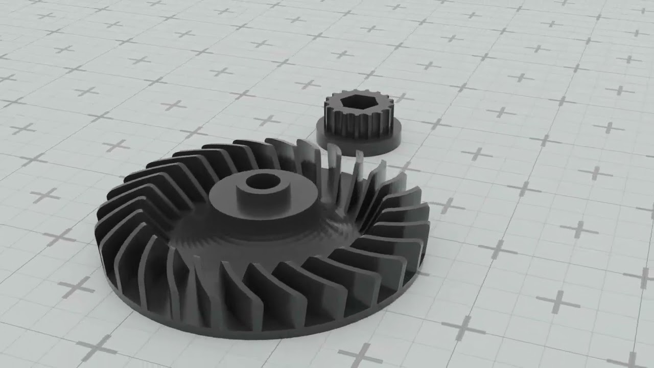 Impeller and pulley of the BOSCH ARM lawnmower motor 3D Print Model