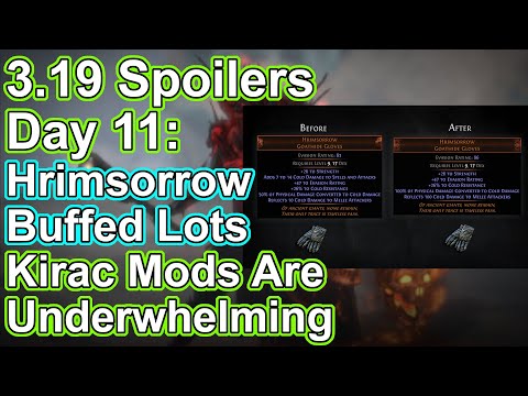 POE 3.19 Spoilers Day 11 - Hrimsorrow, Kirac/Zana Mods, Stream Info - Path Of Exile Lake of Kalandra