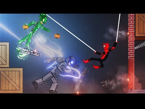 Spiderman vs Rhino and Green Goblin in People Playground