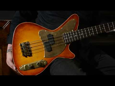 Postal Dixie Flyer Jr Handmade Sunburst Active EMG X pickup Short Scale new video image 15