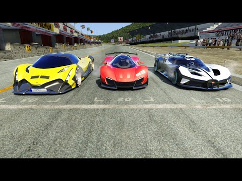 Ferrari Xezri Competizione Concept vs Devel Sixteen vs Bugatti Bolide at Old Spa