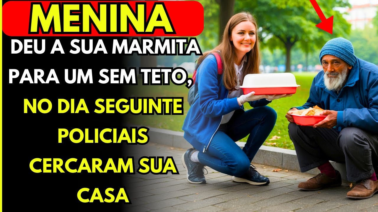 MENINA DEU A SUA MARMITA PARA UM SEM TETO, NO DIA SEGUINTE POLICIAIS CERCARAM SUA CASA