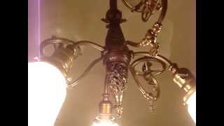 Compact 3 Gas 3 Electric Victorian Chandelier Restored