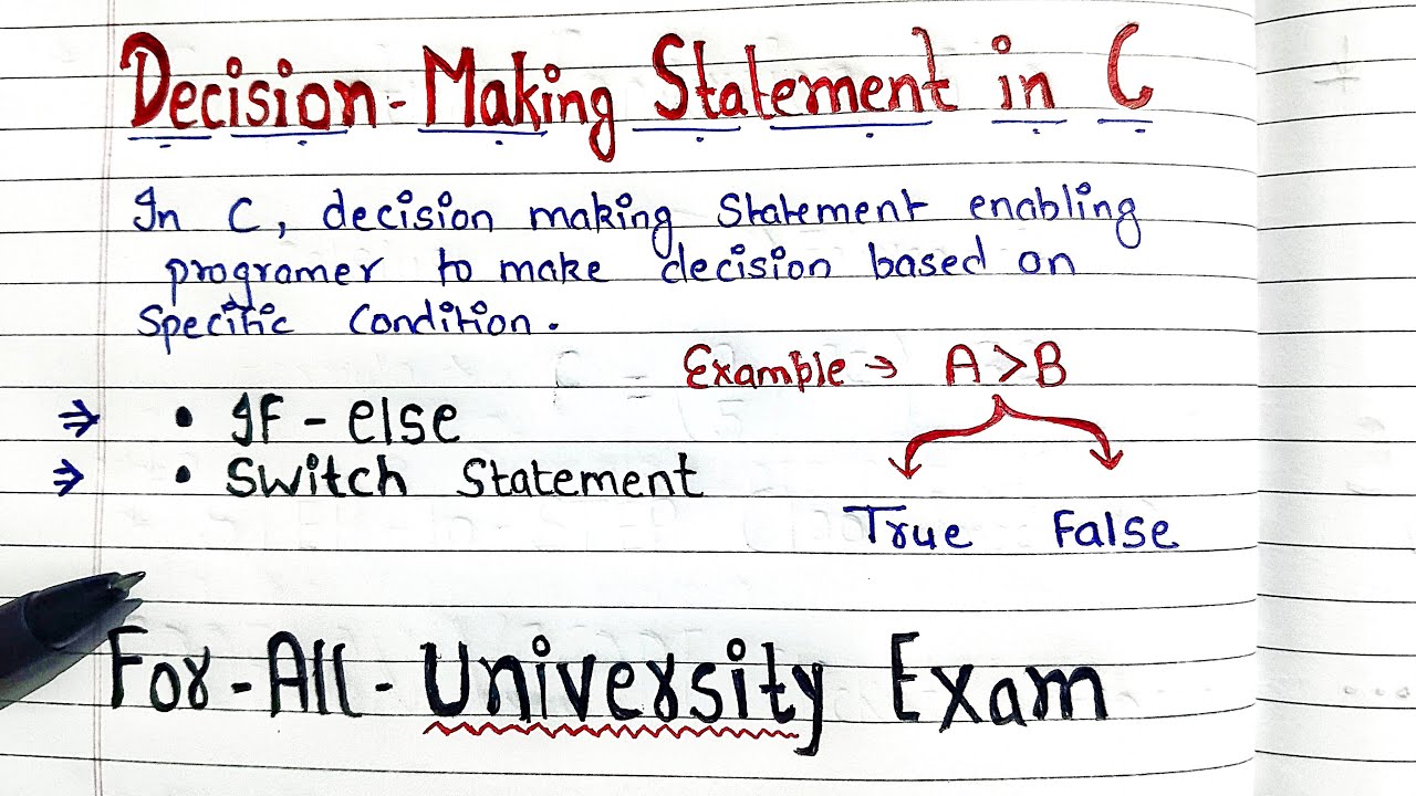 Decision Making Statements in C | With Handwritten Notes | Code Hacker
