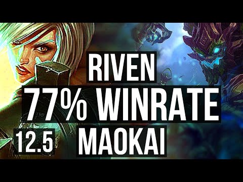 RIVEN vs MAOKAI (TOP) | 77% winrate, 6 solo kills, Legendary, 13/2/1 | NA Master | 12.5