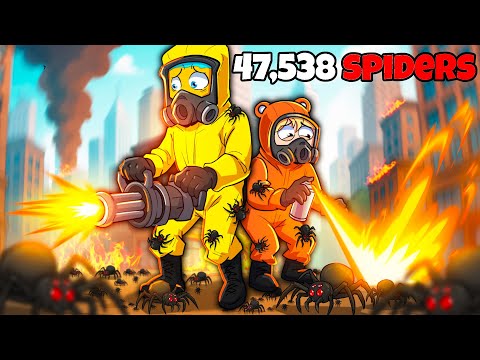 4 Friends Vs 10,000 Spiders in Kill it With Fire 2