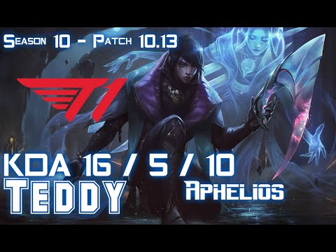 T1 Teddy APHELIOS vs ASHE ADC - Patch 10.13 KR Ranked