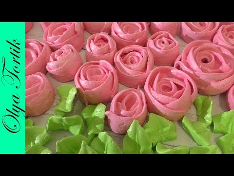 MERINGUE ROSES How to make a cream rose MK /// Olya Tortik Home Pastry Chef