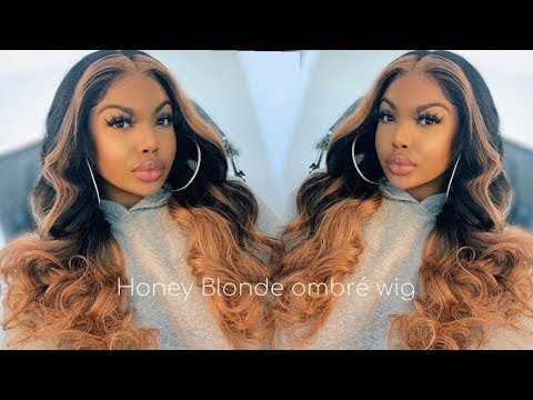 Lace Front Human Hair Wigs Honey Blonde Lace Front Wigs Ombre 18inch 150% Density 