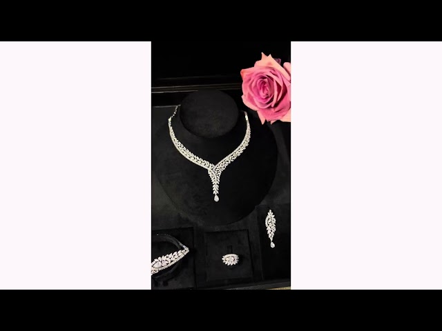 طقم زركون فضي زركون فاخر