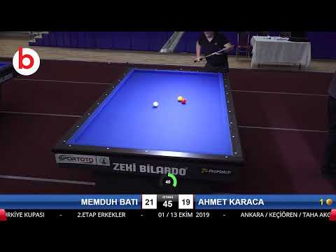 MEMDUH BATI & AHMET KARACA Bilardo Maçı - 2019 TÜRKİYE KUPASI 2.ETAP ERKEKLER-3.ÖN ELEME