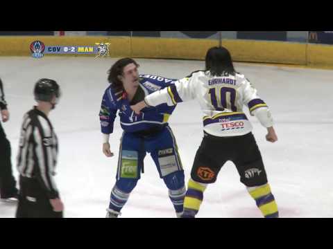 Danick Paquette vs Dallas Ehrhardt EIHL fight 21-1-18