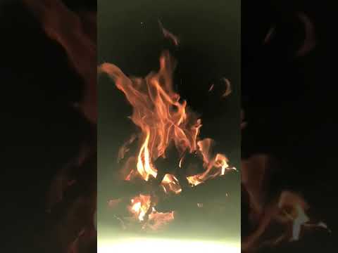 Crackling fire at night dark background video