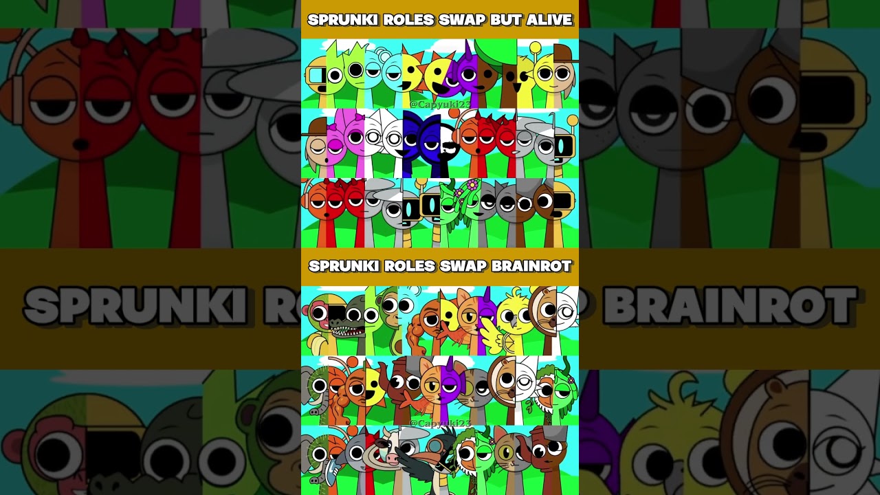 SPRUNKI ROLES SWAP BUT ALIVE 🆚 SPRUNKI ROLES SWAP BUT BRAINROT #gameplay #games #sprunki #roblox