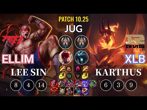 T1 Ellim Lee Sin vs RNG XLB Karthus Jungle - KR Patch 10.25