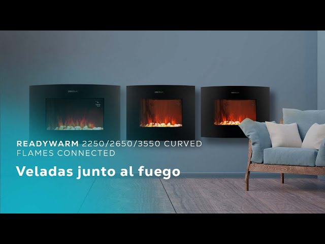Chimenea Cecotec ReadyWarm 2250 Curved Flames Connected 2000 W Wi-Fi 22" Negra video