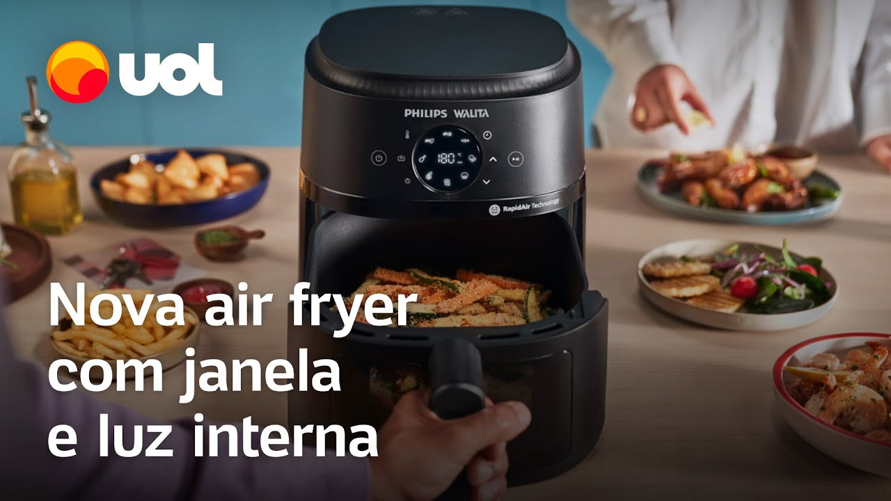 Acompanhe o preparo dos alimentos nessa air fryer com 'janelinha' e luz interna