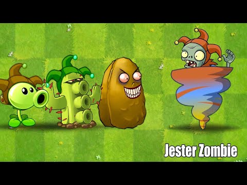 All Plants Level 1 & Max Level VS Jester Zombie In Plants Vs Zombies 2