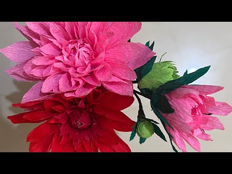 Gorgeous Crepe Paper Dahlia | Realistic DIY Flower Craft | paper flowers | tutorial 