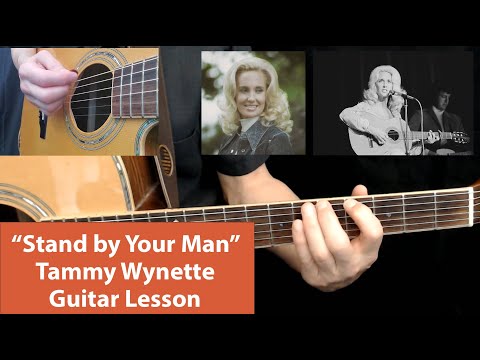 "Stand by Your Man" Tammy Wynette Guitar Tutorial Lesson with Chords and Licks, how to play country