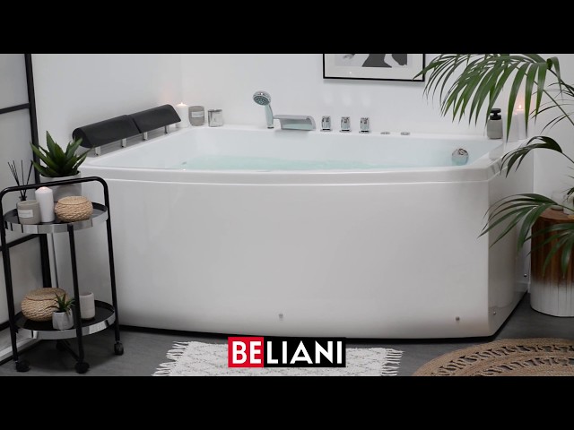 Video Teaser für BELIANI - Whirlpool-Badewanne Eckmodell rechts SERRANA
