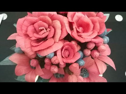 FLOWERS MADE WITH CORN HUSK    🌽 കോൺ ഹസ്ക് കൊണ്ട് ഉണ്ടാക്കിയ ഫ്ളവർ ഐഡിയ