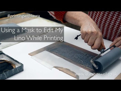 Woodblock with Lino ep.8  Using a Mask to Edit My Lino While Printing