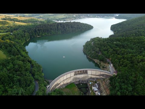 Seară pe baraj. Lacul Cinciș, imagini aeriene
