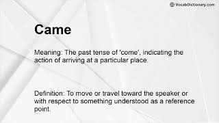 Came Meaning