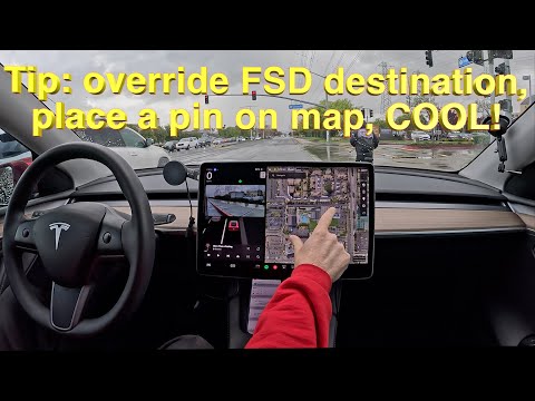 Tip: override Tesla full self-driving (FSD) destination, place a pin on map, COOL! 📍 🇺🇸 🇫🇷 🇧🇷 🇮🇱