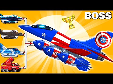 MEGA BOSS: CAPTAIN AMERICAN PLANE vs MEGA TANK  - Cartoons about tank/Nina tank cartoon